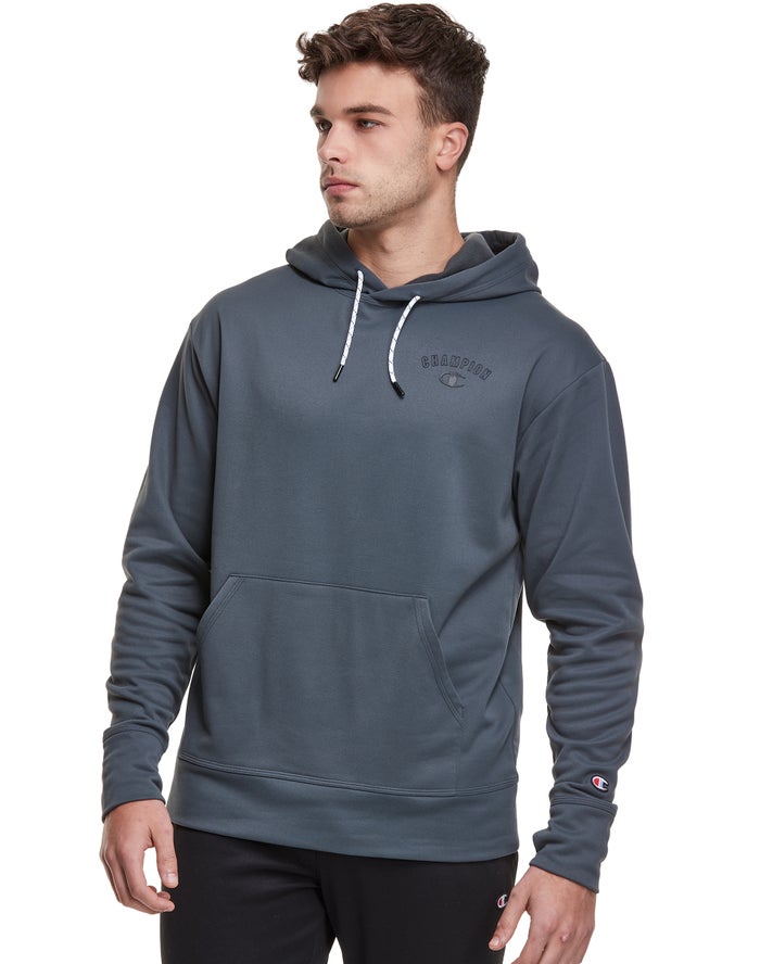 Champion Game Day Block Arch Logo Hoodie Heren - DonkerGrijs - Belgie 3925KZWHQ